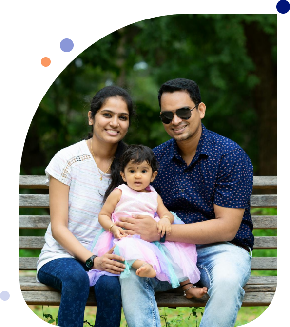Family sitting on bench